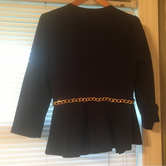 Venus Navy Chain Accent Peplum Jacket - Picture 5 of 6